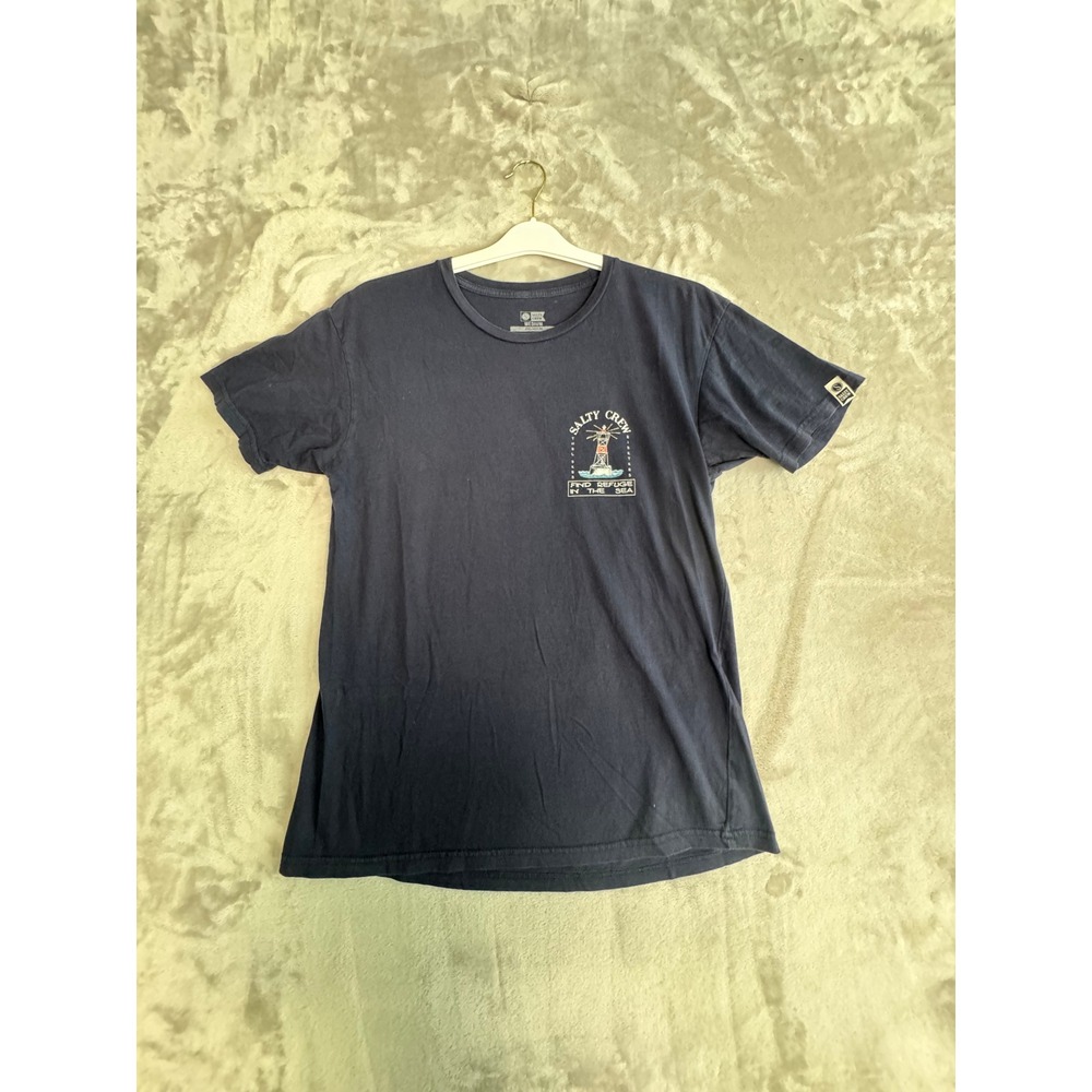 Salty Crew Find‎ Refuge Graphic T-Shirt Premium Cotton Navy Blue Medium